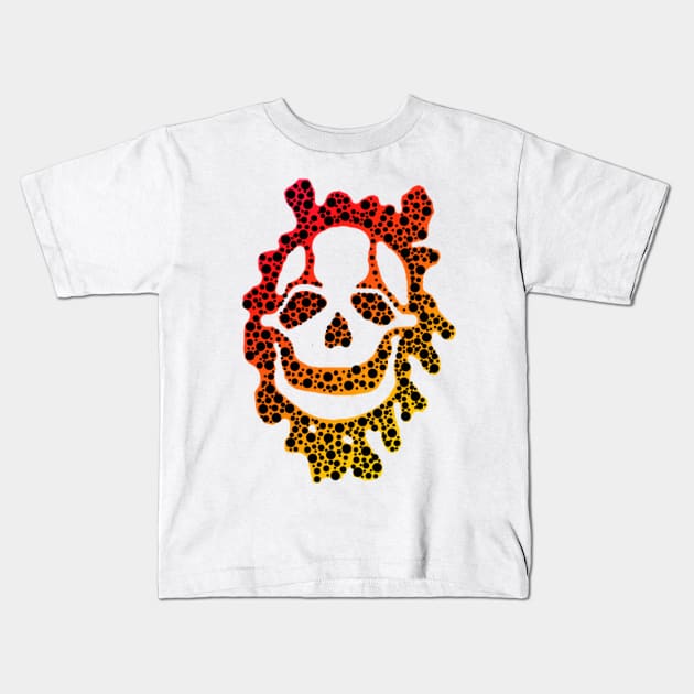 Toxic Skull (Red & Orange) Kids T-Shirt by Not Meow Designs 